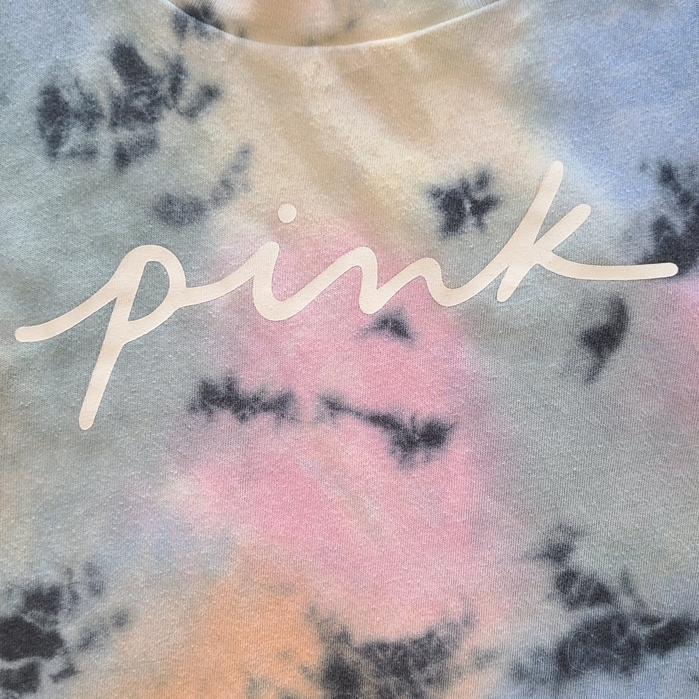 PINK Victoria’s Secret Tie Dye Tank Top Small Pastel Rainbow Logo Sleeveless - Picture 2 of 7